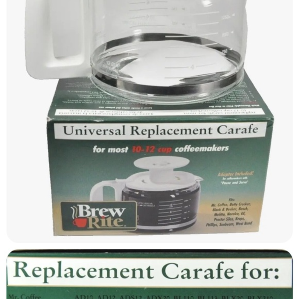 Brew Rite universal replacement carafe for most 10-12‎ cup coffeemakers